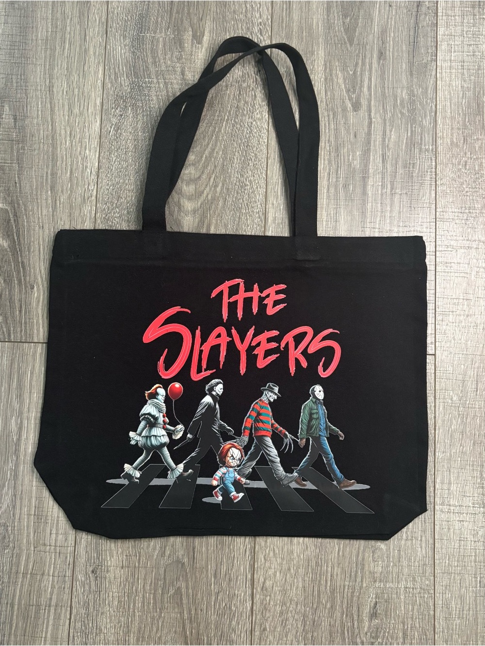 Handmade The Slayers Horror Movie Villains Black Zipper Tote Bag Unisex